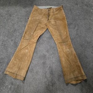 Vintage Suede Leather‎ Motorcycle Pants Snap Fly Riding Trousers Rare 40s/50s